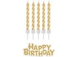 Candele Di Compleanno - Buon Compleanno - Oro - 16 Pezzi - 7 Cm