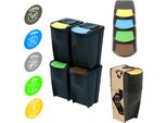 Bidoni Per La Raccolta Differenziata 140 L Set 4X35 L Rifiuti Nero Colorato Scivoli