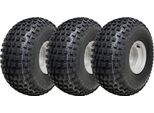 22X11.00-8 Pneumatici Atv Knobby 4 Stud Rim Trailer Quad Wheels 100Mm Pcd (Set Di 3)