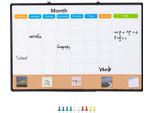 Succebuy 36 "X24"" Calendario Mensile Lavagna Bianca E Lavagna In Sughero Con Cornice In Alluminio - 2-In-1 Lavagna Magnetica Cancellabile A Secco E Bacheca Per Montaggio A Parete - Perfetto"