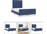The Living Store Struttura Letto Con Testiera Blu 120X190 Cm In Tessuto