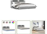 The Living Store Struttura Letto Con Testiera E Luci Led Grigio Sonoma 160X200Cm