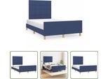 The Living Store Struttura Letto Con Testiera Blu 120X190 Cm In Tessuto