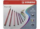 Stabilo® 6820-6 Pennarello Premium - Penna 68 - Astuccio In Metallo Da 20 - Con 20 Colori Diversi