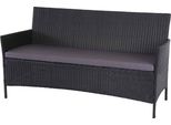 Panchina Da Giardino A 3 Posti In Poly-Rattan Halden, Panca ~ Antracite, Cuscini Antracite