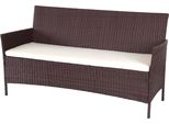 Panca Da Giardino A 3 Posti In Poly-Rattan Halden, Panca ~ Marrone Screziato, Cuscini Crema