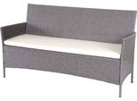 Panca Da Giardino A 3 Posti In Poly-Rattan Halden, Panca ~ Grigio, Cuscini Crema
