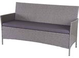 Panca Da Giardino A 3 Posti In Poly-Rattan Halden, Panca ~ Grigio, Cuscini Antracite