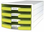 Han 1013-50 Cassettiera Impuls - A4/C4, 4 Cassetti Aperti, Bianco/Limone