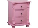 Casa Padrino Comodino In Stile Country Con 3 Cassetti Rosa 47 X 39 X H. 60 Cm - Comodino In Legno Massello - Comodino - Mobili Da Camera In Stile Country