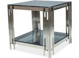 Tavolino Casa Padrino Argento / Nero 55 X 55 X H. 55 Cm - Tavolo In Acciaio Inox Con Piano In Vetro Colorato - Mobili