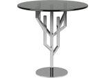 Tavolino Casa Padrino Grigio / Argento Ø 45 X H. 58 Cm - Elegante Tavolino Rotondo Con Piano In Vetro - Mobili Da Salotto