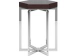 Casa Padrino Tavolino Art Deco Marrone Scuro / Argento 50 X 50 X H. 55 Cm - Nobile Tavolino A 6 Lati - Mobili Da Salotto Art Deco - Qualità Lusso
