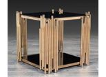 Tavolino Di Design Casa Padrino Oro 48 X 48 X H. 50 Cm - Tavolino Quadrato Con Piano In Vetro - Mobili Per Il Soggiorno