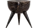 Casa Padrino Tavolino Nero/Oro Ø 42 X H. 46 Cm - Tavolino Rotondo Tripode In Alluminio Effetto Marmo - Mobili Da Soggiorno