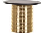 Casa Padrino Tavolino Nero / Oro Ø 50 X H. 40 Cm - Tavolino Rotondo In Metallo Verniciato A Polvere E Zincato - Mobili Da Soggiorno