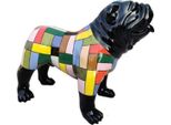 Casa Padrino Figura Decorativa Di Design Cane Bulldog Nero / Multicolore 90 X H. 74 Cm - Scultura Decorativa Resistente Alle Intemperie - Decorazione Soggiorno - Decorazione Giardino - Figura Animale Di Design