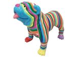 Casa Padrino Figura Decorativa Di Design Cane Bulldog A Strisce Multicolori 90 X H. 74 Cm - Scultura Decorativa Resistente Alle Intemperie - Decorazione Soggiorno - Decorazione Giardino - Figura Animale Decorativa Di Design
