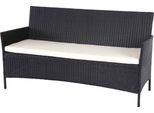Panca Da Giardino A 3 Posti In Poly-Rattan Halden, Panca ~ Antracite, Cuscini Crema