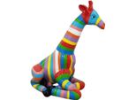 Casa Padrino Scultura Decorativa Di Design Giraffa Seduta A Strisce Colorate H. 80 Cm - Figura Decorativa Resistente Alle Intemperie - Decorazione Soggiorno Giardino Terrazza
