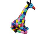 Casa Padrino Scultura Decorativa Di Design Giraffa Seduta Colorata H. 80 Cm - Figura Decorativa Resistente Alle Intemperie - Decorazione Soggiorno Giardino Terrazzo