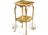 Casa Padrino Tavolino Barocco Oro/Beige 40 X 40 X H. 72 Cm - Tavolino In Ottone Nobile Con Piano In Marmo - Mobili Da Salotto Barocchi - Qualità Lusso