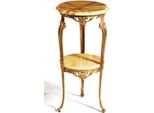 Casa Padrino Tavolino Barocco Oro/Beige Ø 35 X H. 72 Cm - Tavolino Rotondo In Ottone Con Piano In Marmo - Mobili Da Salotto Barocchi - Qualità Lusso
