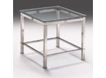 Tavolino Casa Padrino Argento 60 X 60 X H. 48 Cm - Tavolino Quadrato In Ottone Con Piano In Vetro - Mobili Per Il Soggiorno