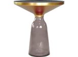 Casa Padrino Tavolino Nero / Grigio / Oro Ø 50 X H. 53 Cm - Tavolino Rotondo In Vetro - Mobili Da Salotto Moderni