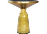 Casa Padrino Tavolino Nero / Giallo / Oro Ø 50 X H. 53 Cm - Tavolino Rotondo In Vetro - Mobili Da Salotto Moderni