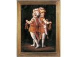 Casa Padrino Dipinto Ad Olio Barocco Gemelli Rosso / Multicolore / Oro 64 X H. 82 Cm - Quadro Dipinto A Mano In Stile Barocco - Decorazione Murale Barocca