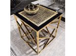 Casa Padrino Tavolino Con Piano In Vetro Oro/Nero 45 X 45 X H. 43 Cm - Mobili Soggiorno - Mobili Lusso