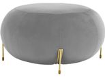Casa Padrino Sgabello Rotondo In Velluto Grigio/Oro Ø 80 X H. 40 Cm - Sgabello Rotondo Moderno - Sgabello Da Salotto - Mobili Da Salotto Moderni