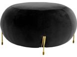 Casa Padrino Sgabello Rotondo In Velluto Nero/Oro Ø 80 X H. 40 Cm - Sgabello Rotondo Moderno - Sgabello Da Soggiorno - Mobili Da Soggiorno Moderni