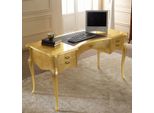 Casa Padrino - Scrivania Barocca Oro/Nero - Nobile Scrivania In Legno Massiccio Con 5 Cassetti - Mobili Da Ufficio Barocchi - Qualità Eccellente - Italy