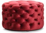 Casa Padrino Poggiapiedi Chesterfield Rosso Ø 80 X H. 48 Cm - Poggiapiedi Rotondo - Sgabello Chesterfield - Mobili Da Salotto Chesterfield