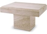 Casa Padrino Luxury Travertine Side Table Beige 65 X 50,5 X H. 40,5 Cm - Tavolino In Pietra Naturale - Mobili Soggiorno - Mobili Hotel - Mobili In Travertino - Mobili - Arredamento