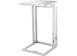 Tavolino Casa Padrino Argento/Grigio 33 X 33 X H. 60 Cm - Tavolino In Acciaio Inox Con Piano In Vetro - Arredo Soggiorno - Mobili - Arredamento - Interni