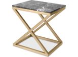 Tavolino Casa Padrino Ottone/Grigio 56 X 46 X H. 59 Cm - Tavolino Rettangolare In Acciaio Inox Con Piano In Marmo - Mobili Soggiorno - Mobili - Arredamento - Arredamento Soggiorno