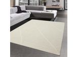 Tappeto Da Salotto Recycle Con Disegno A Diamante A Coste Morbide In Color Crema Dimensioni - 80X150 Cm