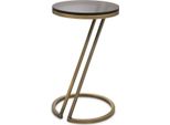 Casa Padrino Tavolino Ottone Vintage/Grigio Ø 36 X H. 60 Cm - Tavolino In Acciaio Inox Con Piano In Vetro - Arredo Soggiorno - Mobili - Arredamento - Interni