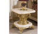 Casa Padrino - Tavolino Barocco Bianco / Beige / Oro - Magnifico Tavolo In Legno Massiccio In Stile Barocco - Mobili Da Salotto Barocchi - Nobile & Magnifico