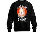 Just A Girl Who Loves Anime Anime Girls Otaku Manga Kawaii Fan Unisex Felpa Pullover, Nero, 3XL