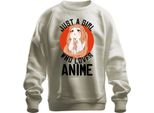 Just A Girl Who Loves Anime Anime MäDchen Otaku Manga Kawaii Fan Unisex Felpa Pullover, Natur, Xxl