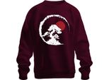 Bonsai Tree Zen Japan Enso Circle Red Sun Vintage Retro Grunge Unisex Felpa Pullover, Borgogna, Xl