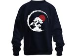 Bonsai Tree Zen Japan Enso Circle Red Sun Vintage Retro Grunge Unisex Felpa Pullover, Navy, Xxl