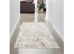 Tappeto Moderno Di Design Con Nodi Lucidi Astratto Color Crema Dimensioni - 80 X 150 Cm