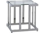 Casa Padrino Tavolino Argento 60 X 60 X H. 55 Cm - Tavolo Quadrato In Metallo Con Piano In Vetro - Mobili Soggiorno - Mobili