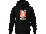 Just A Girl Who Loves Anime Anime Girl Otaku Manga Kawaii Fan Unisex Felpa Con Cappuccio, Nero, 3XL