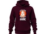 Just A Girl Who Loves Anime Anime Girls Otaku Manga Kawaii Fan Unisex Felpa Con Cappuccio, Borgogna, 3XL